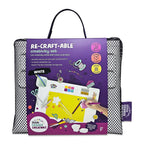 packaging front of the Re-CRAFT-able Silicone Creativity Mat Set in white with silicone craft mat and cup. A fun and practical solution for mess free creative play. made by little change creators
