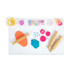 showing you how to use Re-CRAFT-able Silicone Creativity Mat Set in Confetti with silicone craft mat and cup. A fun and practical solution for mess free creative play.  made by little change creators