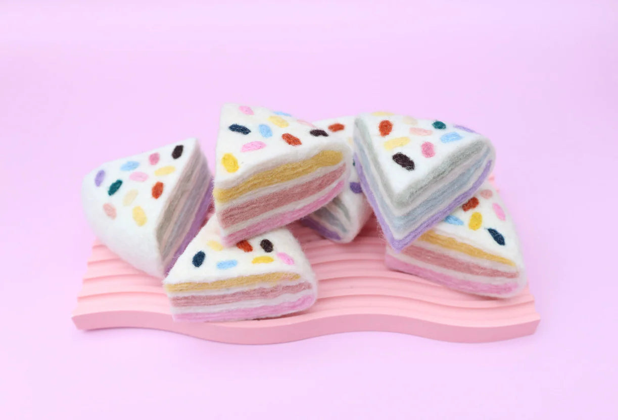 Confetti Cake Slice (Set of 2) Felt Food - Juni Moon