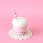 felt strawberry bubble tea toy handmade wool pretend play drink boba Juni Moon