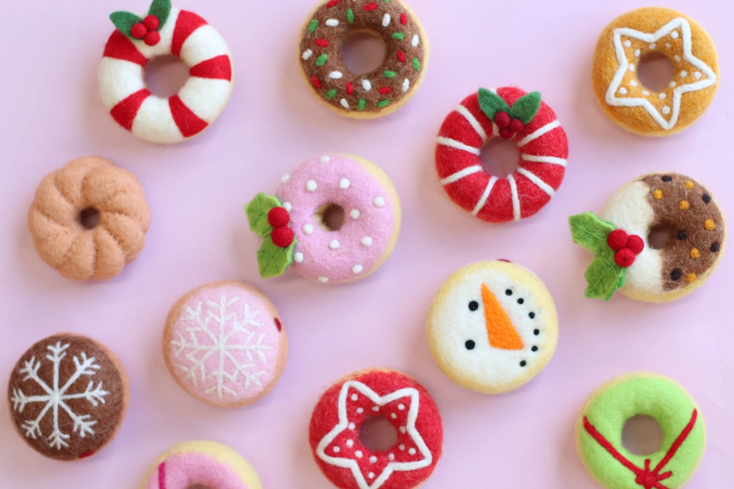 Plum Pudding Festive Felt Donut - Juni Moon