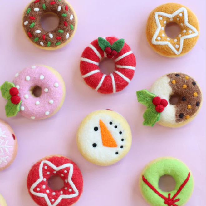 Wrapped Up Green Festive Felt Donut - Juni Moon