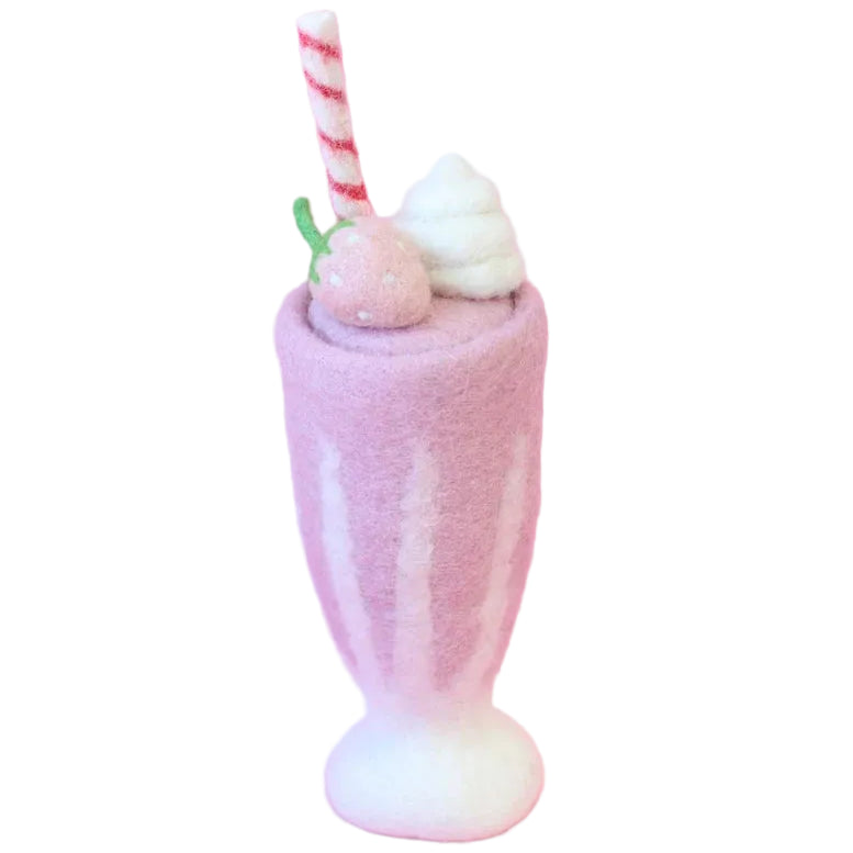 felt strawberry milkshake toy handmade wool pretend play drink diner Juni Moon