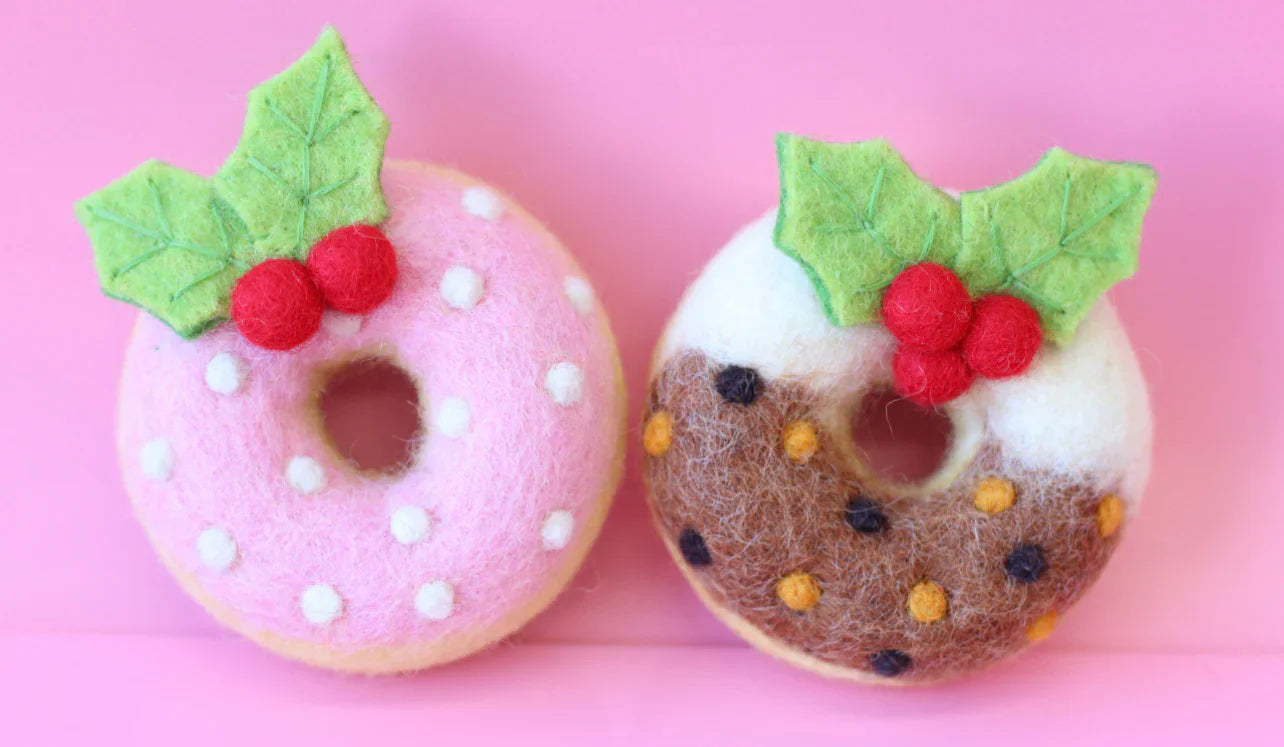 Pink Snow Festive Felt Donut - Juni Moon