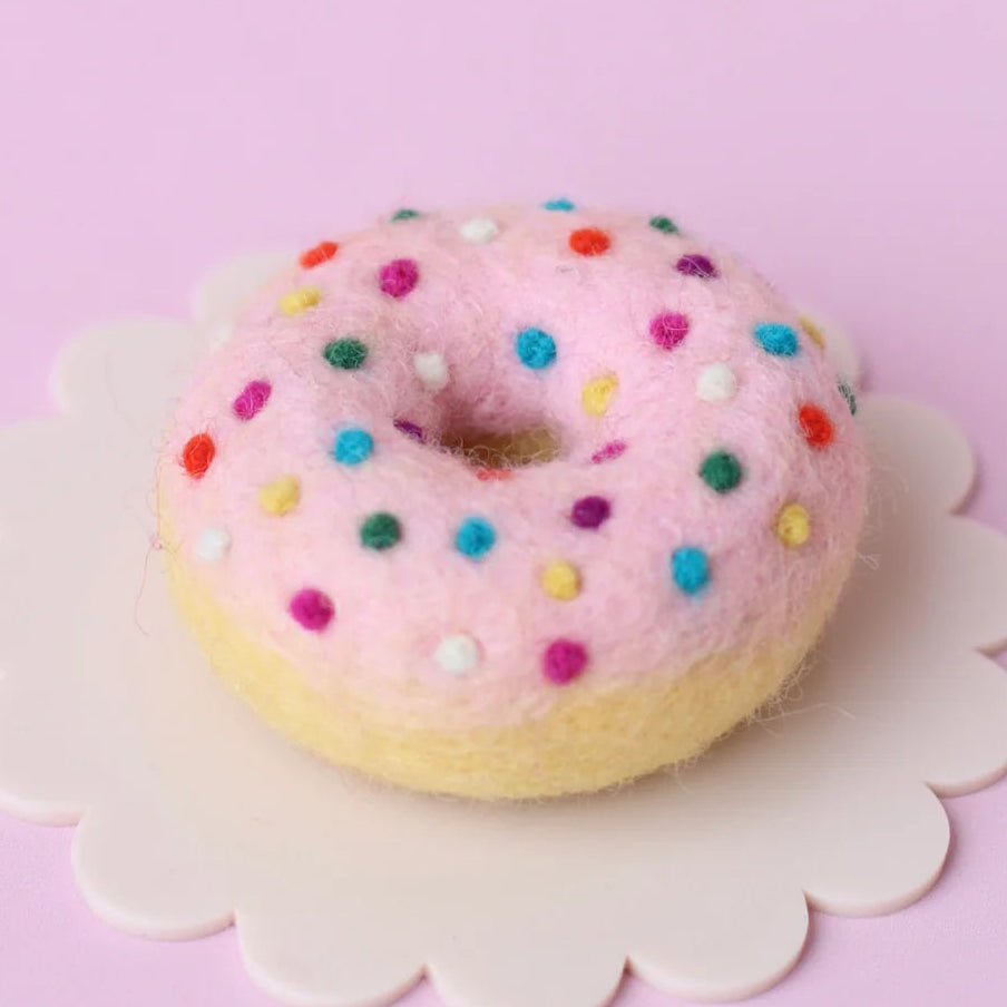 Strawberry Rainbow Sprinkle Felt Donut - Juni Moon