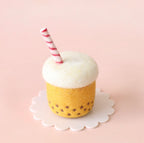 felt mango bubble tea toy handmade wool pretend play drink boba Juni Moon