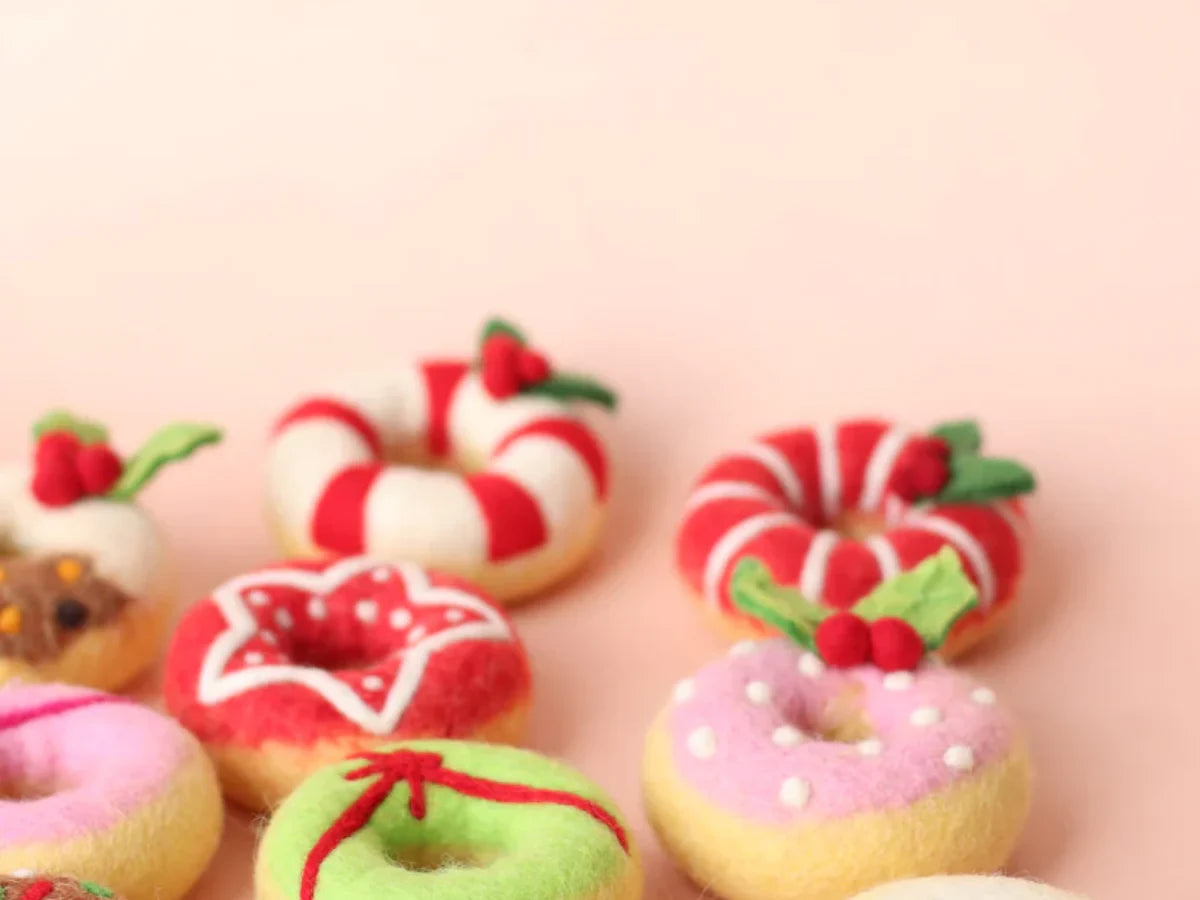 Pink Snow Festive Felt Donut - Juni Moon