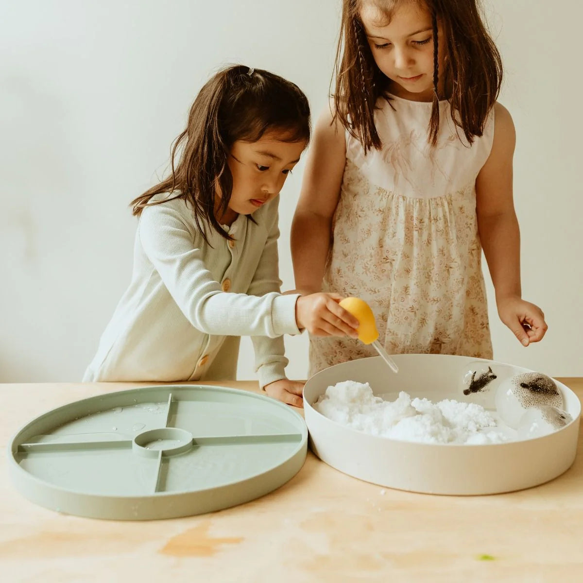 Sage sensory and messy play tray for children by Jellystone Designs
