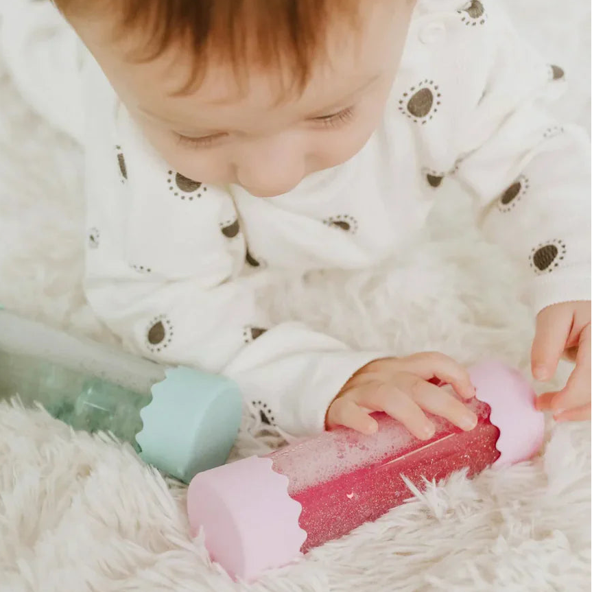 Baby Calm Down Bottle in Bubblegum Pink sensory toy for tummy time and visual stimulation