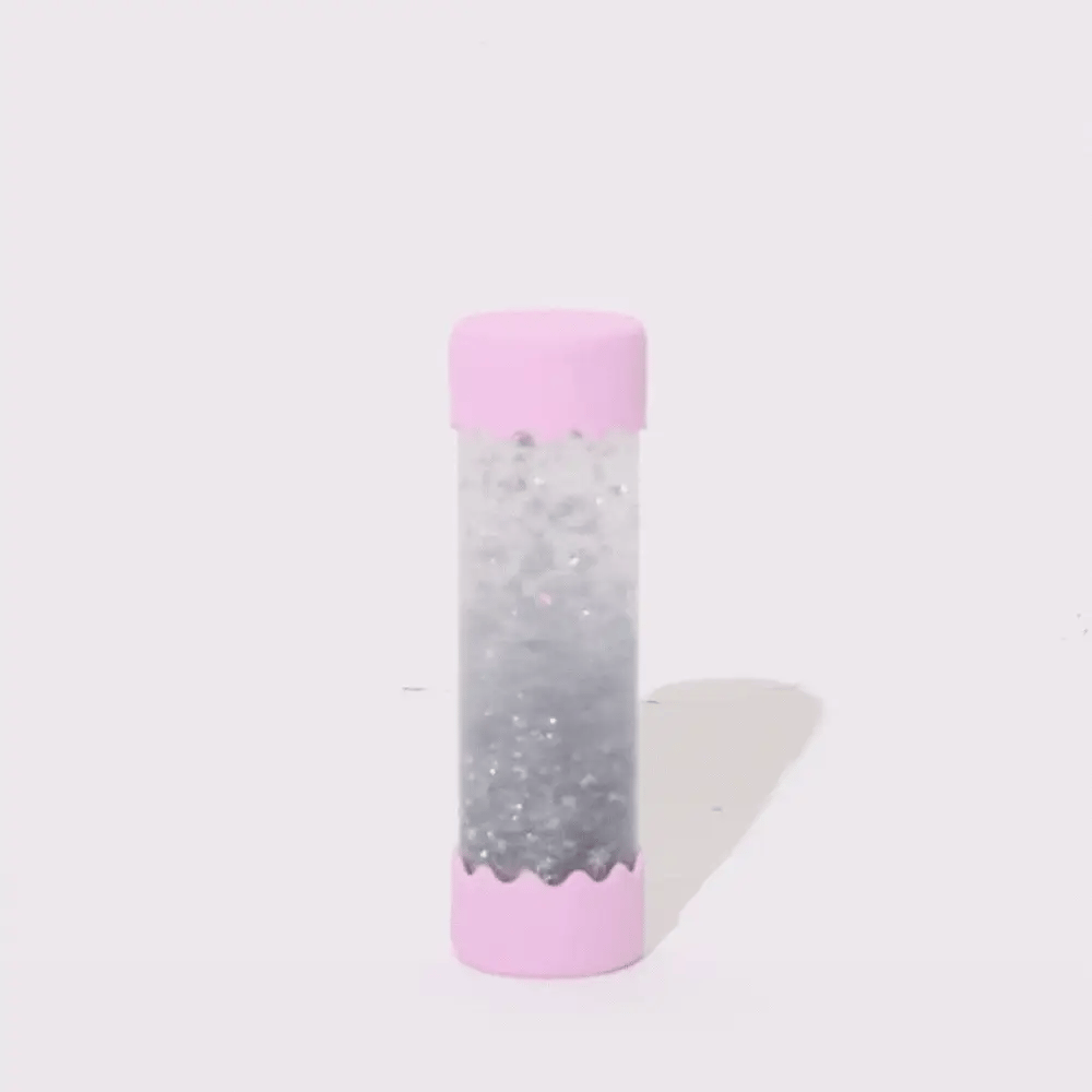 Jellystone Designs sensory bottle for babies in bubblegum pink with floating pink glitter