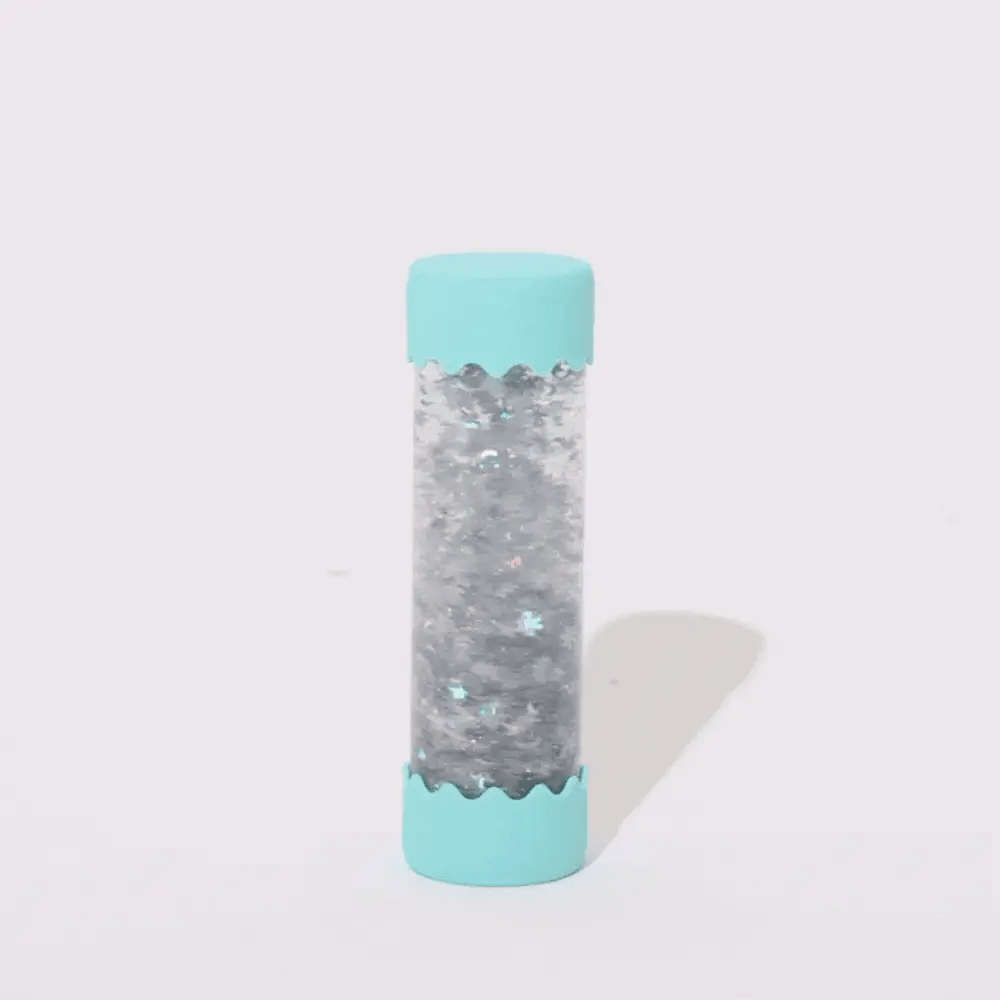 Jellystone Designs Baby Calm Down Bottle in Soft Mint with silver iridescent and pastel glitter sensory filling