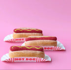 felt hot dog toy handmade wool pretend play food bun with mustard Juni Moon