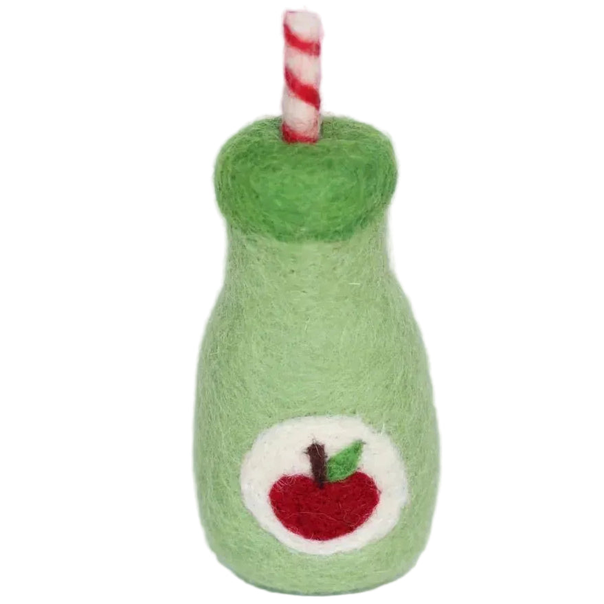 felt apple juice toy handmade wool pretend play doll drink bottle Juni Moon