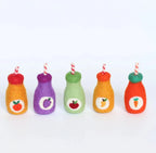 felt apple juice, grape juice, orange juice, mango juice and carrot juice toy handmade wool pretend play doll drink bottle Juni Moon