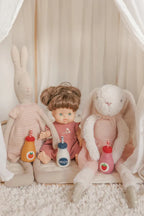 felt strawberry juice, plain milk and orange juice toy handmade wool pretend play doll drink bottle Juni Moon