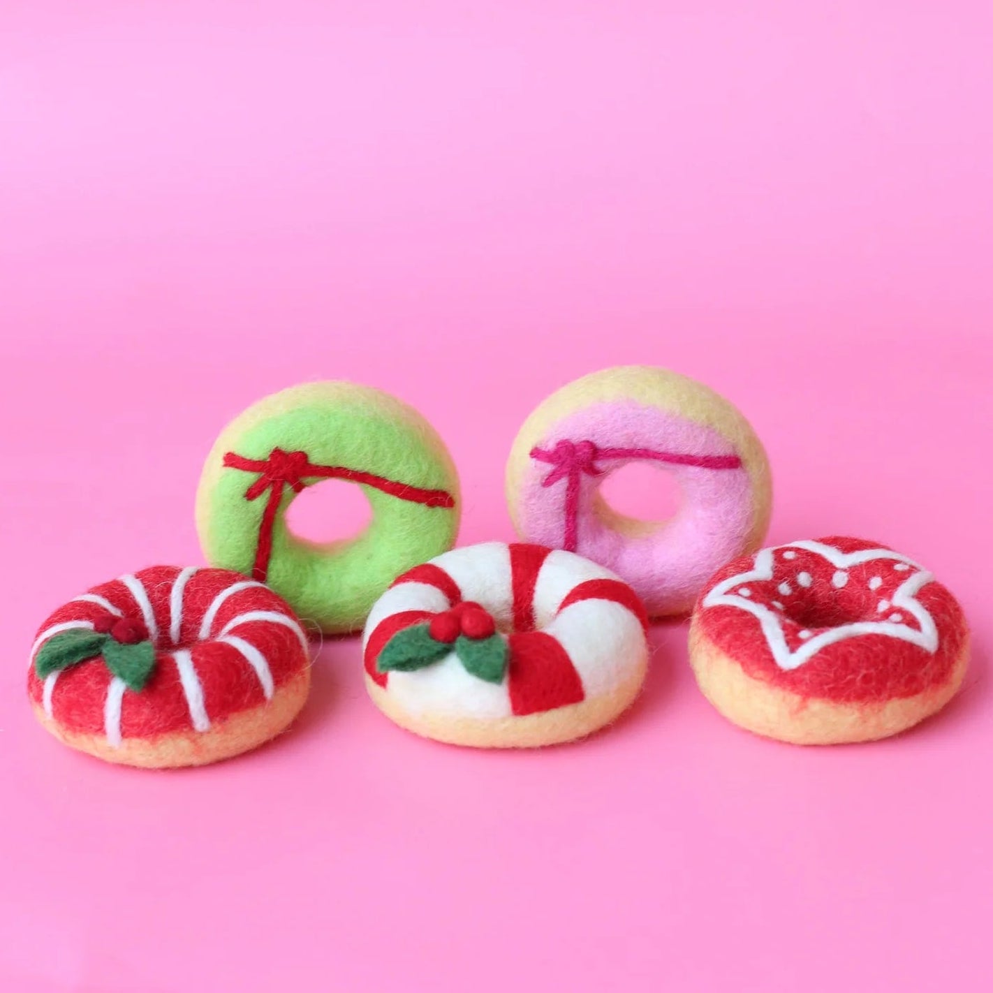 Wrapped Up Green Festive Felt Donut - Juni Moon