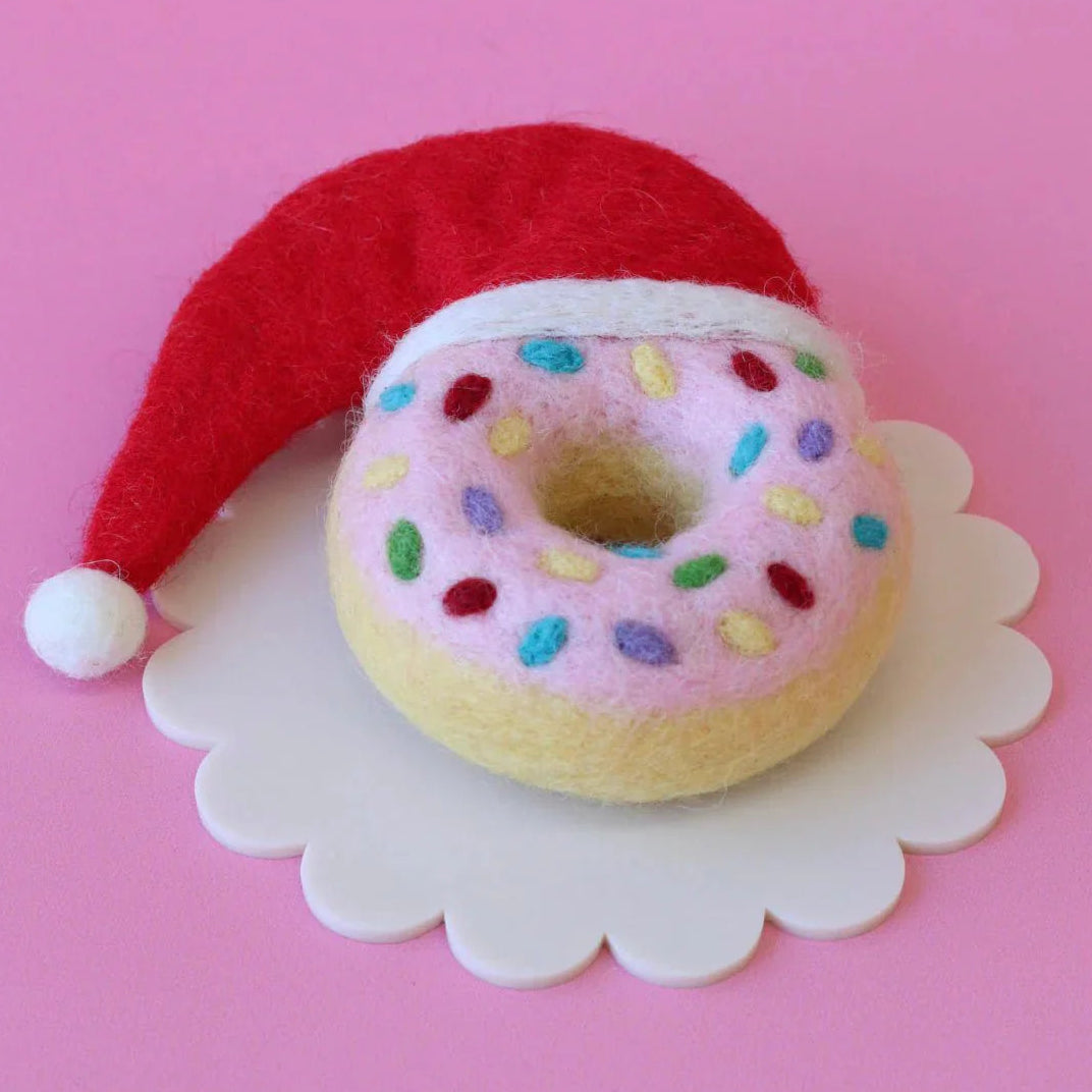 Santa Hat Festive Felt Donut - Juni Moon