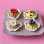felt muffin tray filed with muffins toy grey handmade pretend play baking tray for play kitchen