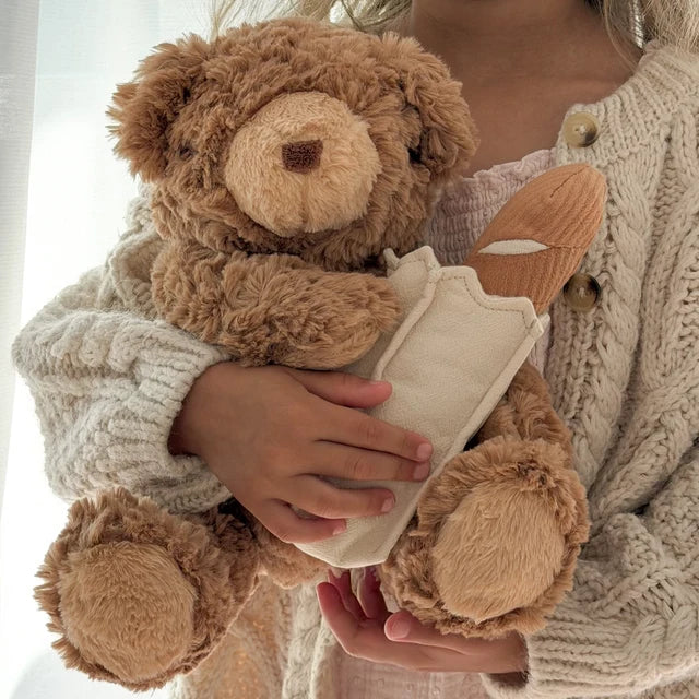 Teddy Bear w/ Removable Baguette Rattle - Little Lamb Kind
