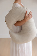 Nursing Pillow + Cover - Moon Shape | Natural Oat