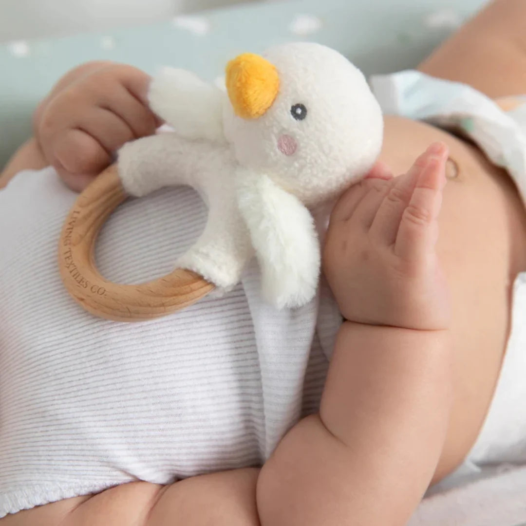 Goosey Goosey Teething Ring Rattle & Dummy Chain Gift Set - Living Textiles