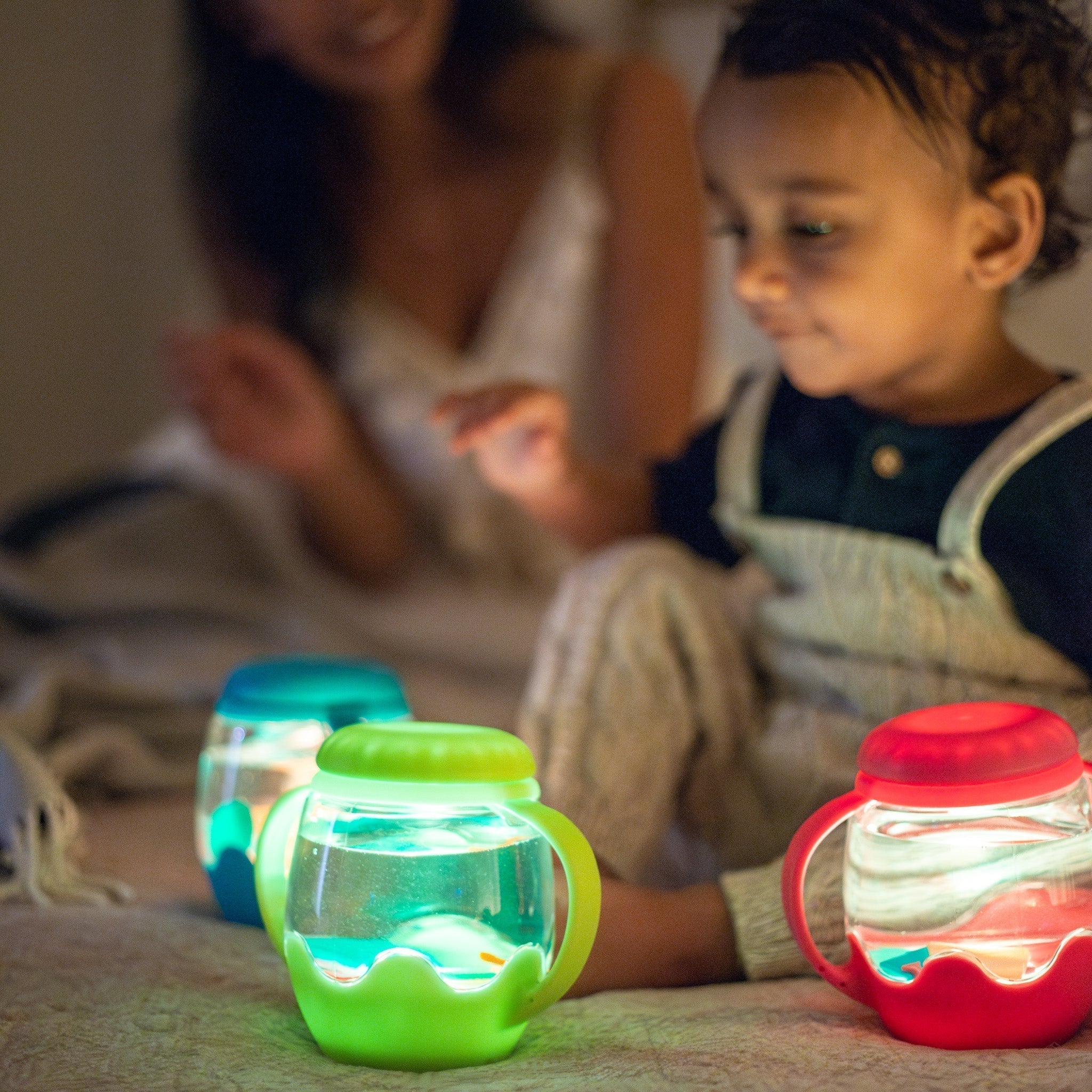 Lime Green MINI Sensory Light Up Play Jar - Glo Pals