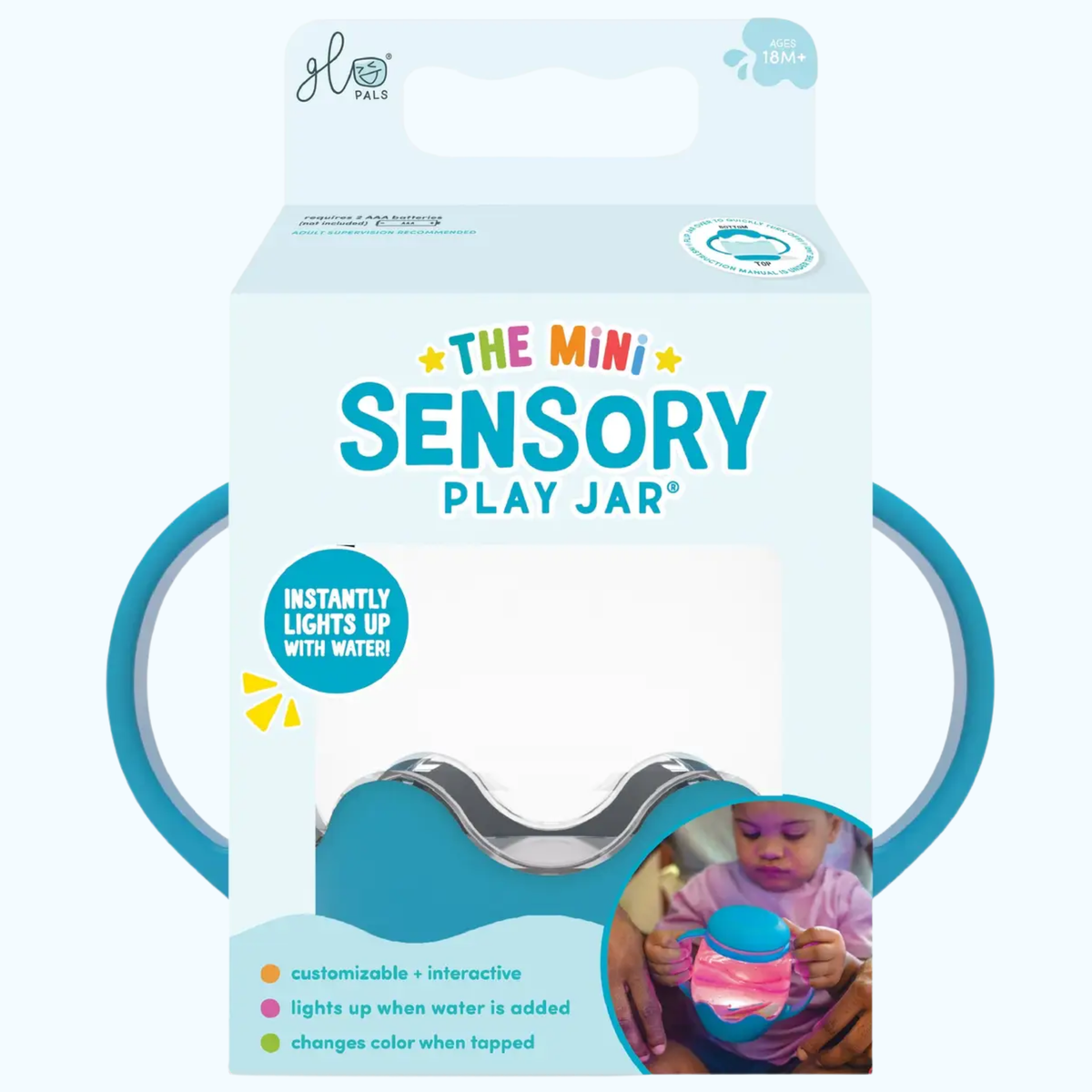 Blue MINI Sensory Light Up Play Jar - Glo Pals