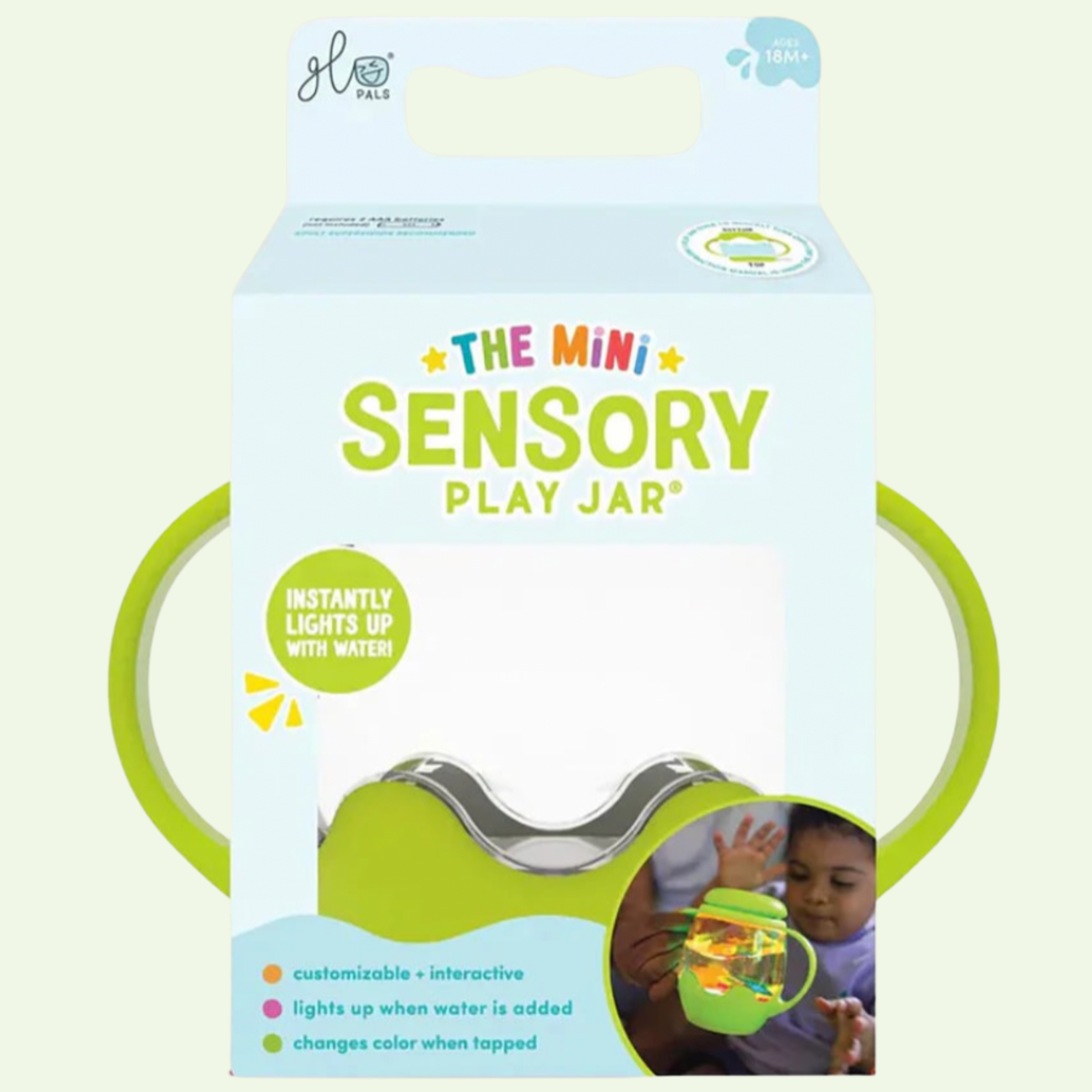 Lime Green MINI Sensory Light Up Play Jar - Glo Pals
