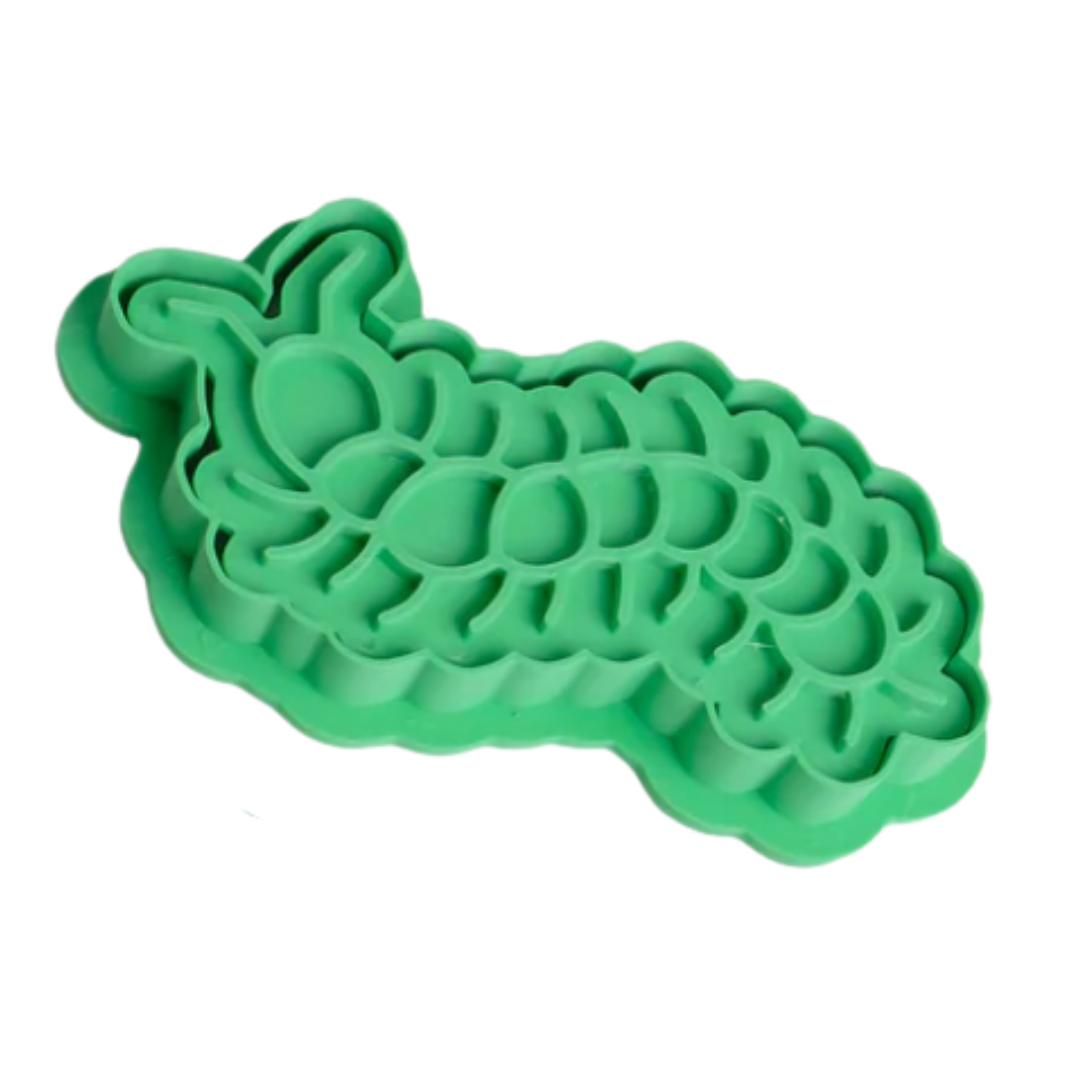 stockimage of playdough/clay stamp and cutter. Eco-friendly sensory play tool by brand playsense perfect for creative and imaginative play. can also be used for cookies and baking. pictured is centipede