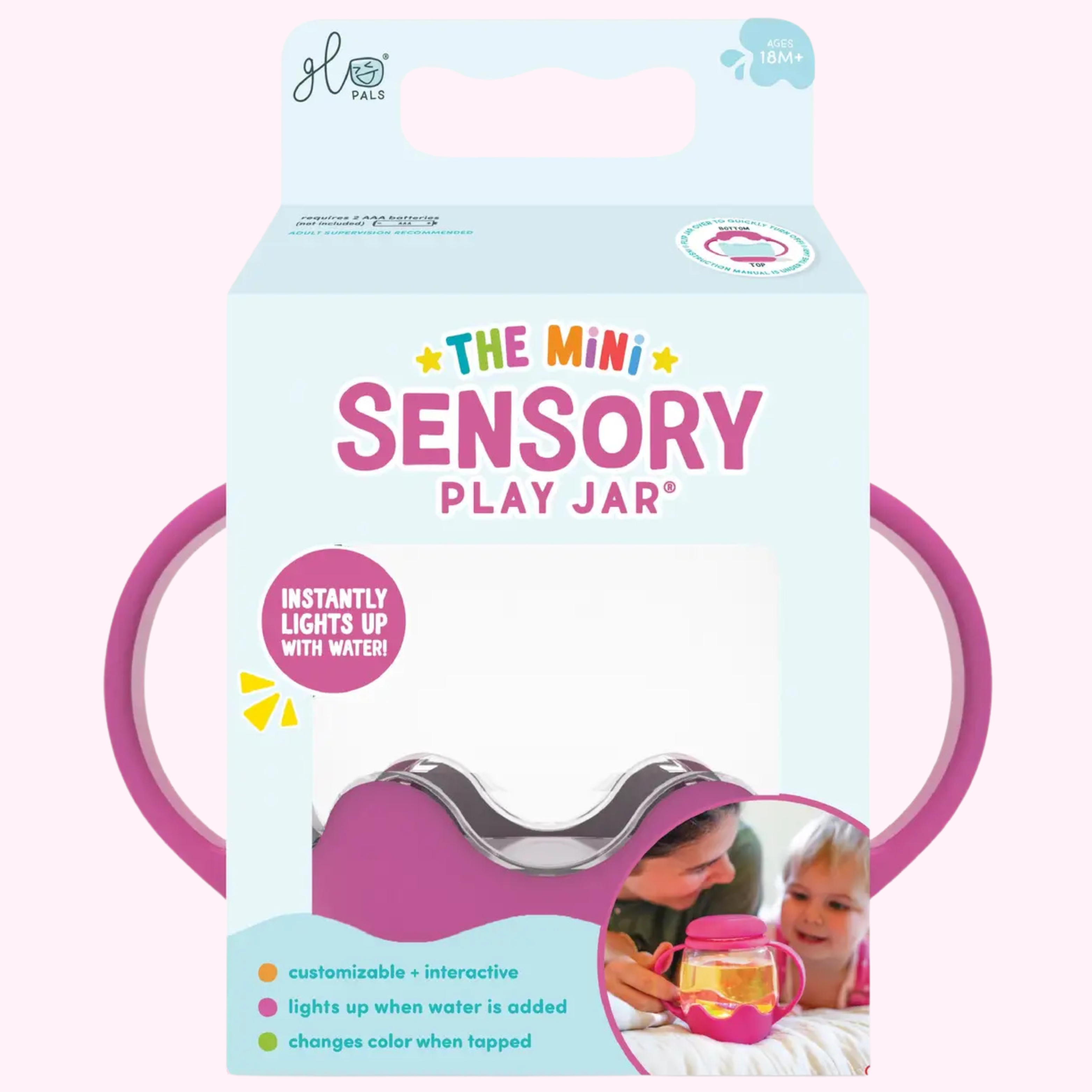 Pink MINI Sensory Light Up Play Jar - Glo Pals