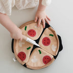 Soft pizza pretend play toy set with pizza slices and cutter by Little Lamb Kind