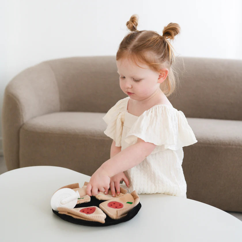 Little Lamb Kind soft pretend pizza toy with sensory crinkle textures
