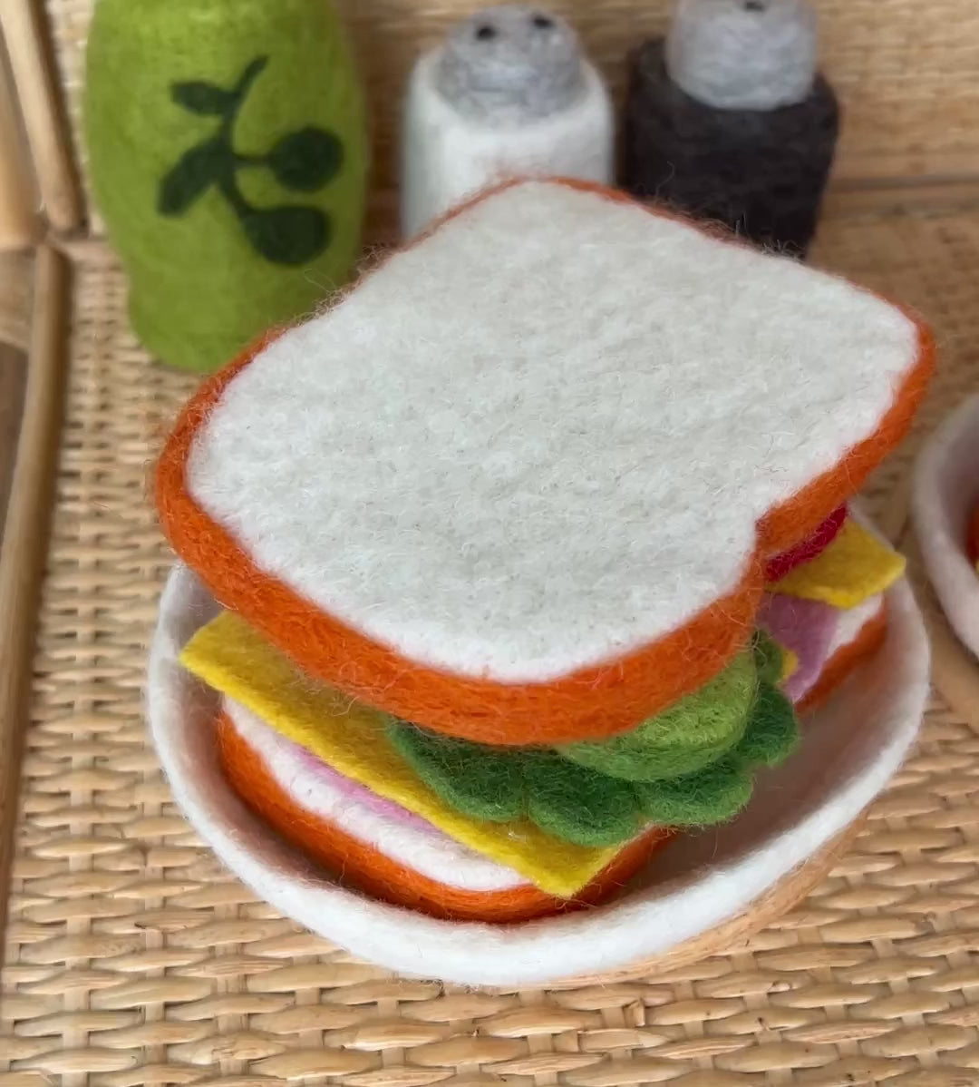 Ham, Cheese & Salad Sandwich Felt Food Set - Playtisserie
