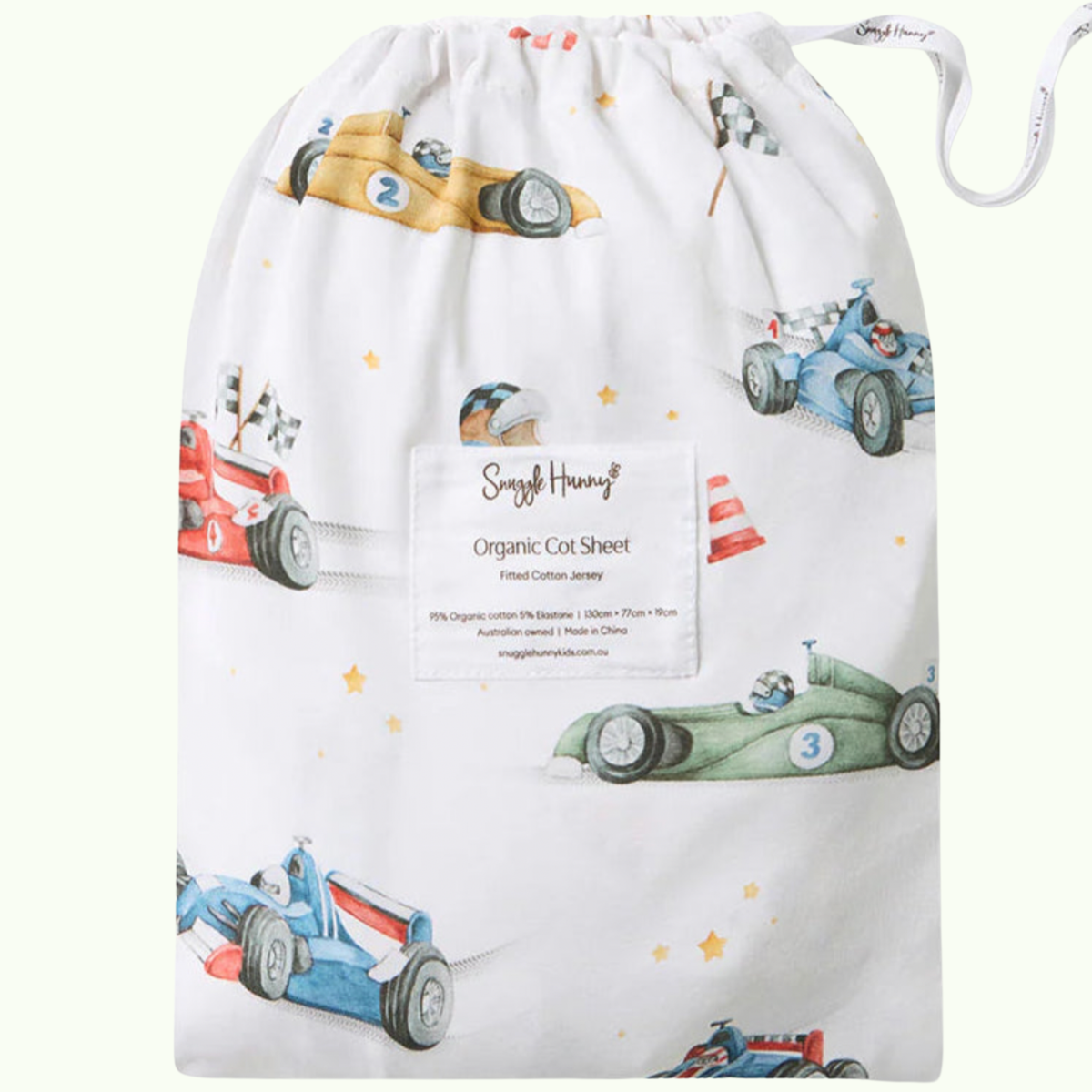 Little Racers Organic Fitted Cot Sheet - Snuggle Hunny