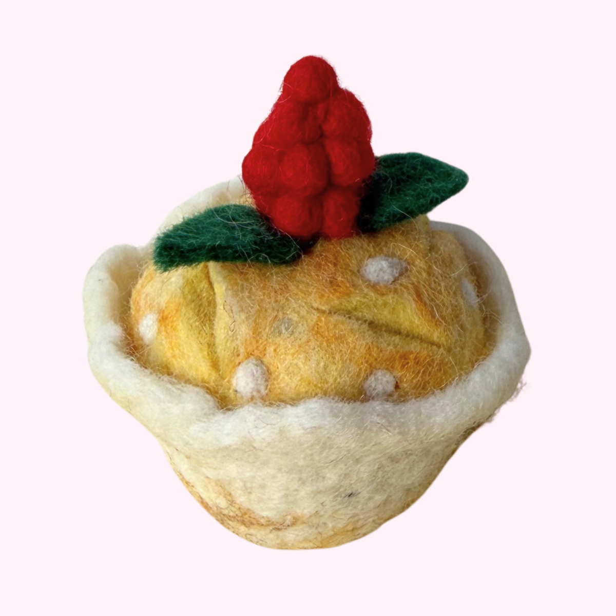 Raspberry White Chocolate Felt Muffin - Juni Moon