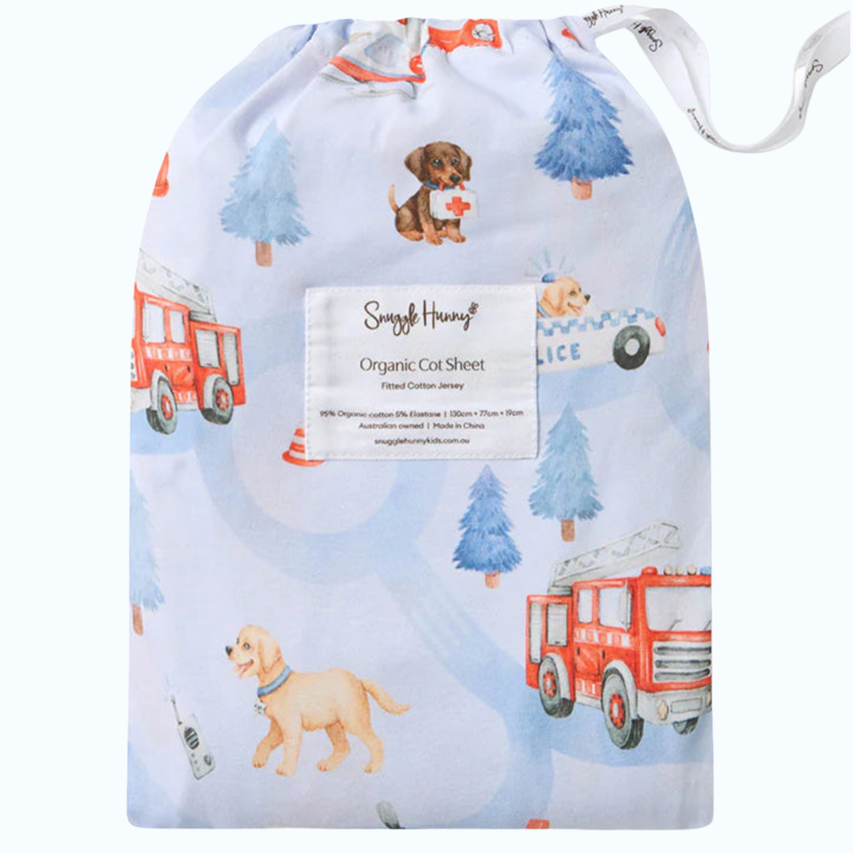 To The Rescue Organic Fitted Cot Sheet - Snuggle Hunny