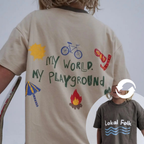 My World Reversible Tee Charcoal Sand by Lokal Folk