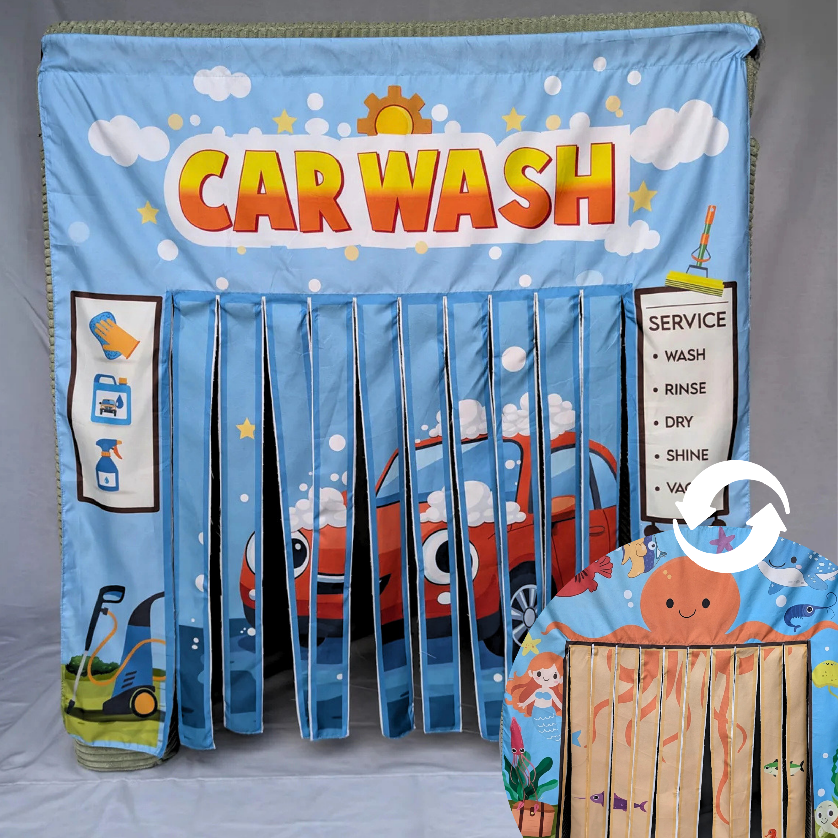Splash and Wash Adventure reversible play panel by The Cozy Cube