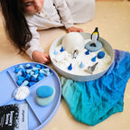 2-in-1 sensory and messy play tray for small world play and sorting activities
