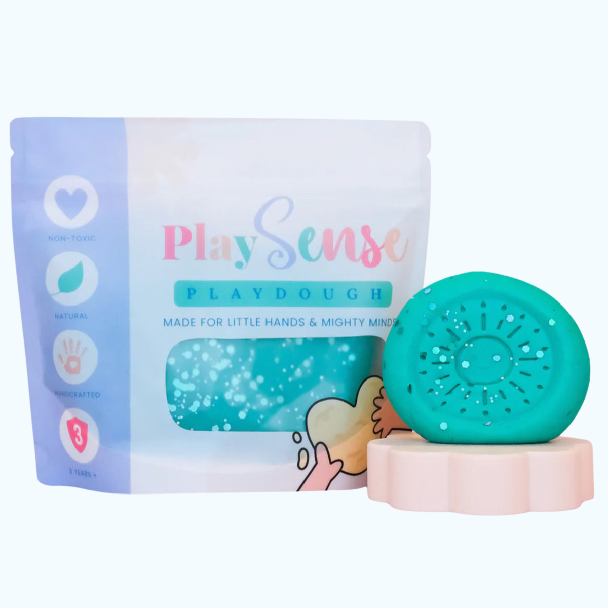 Glitter Teal Sour Lolly Scented Dough - Playsense