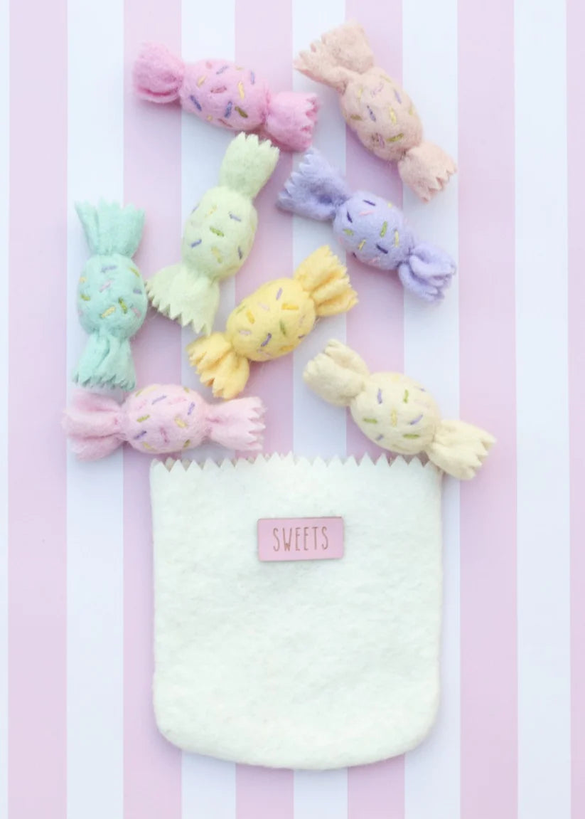 felt food colourful twistie sweets with bag juni moon brand