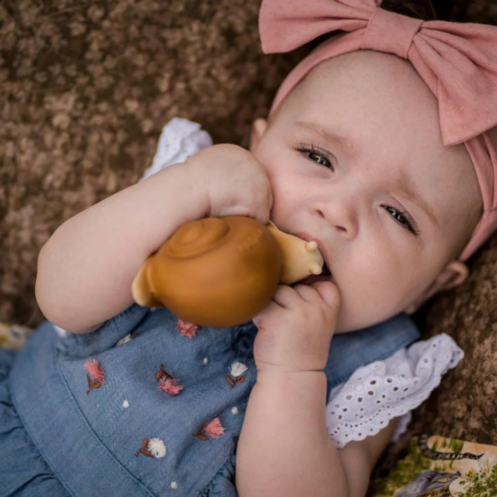 Snail Garden Friend Natural Rubber Rattle & Teether/Bath Toy - Tikiri