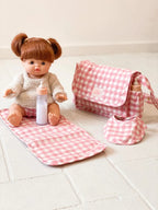 Pink Gingham Tiny Nurturer Doll Nappy Bag Set - Tiny Harlow