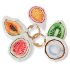 Little Lamb Kind tropical fruit sensory toy set with wooden ring