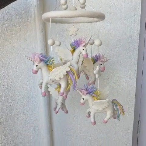 Unicorn Felt Baby Cot Mobile - Ganapati